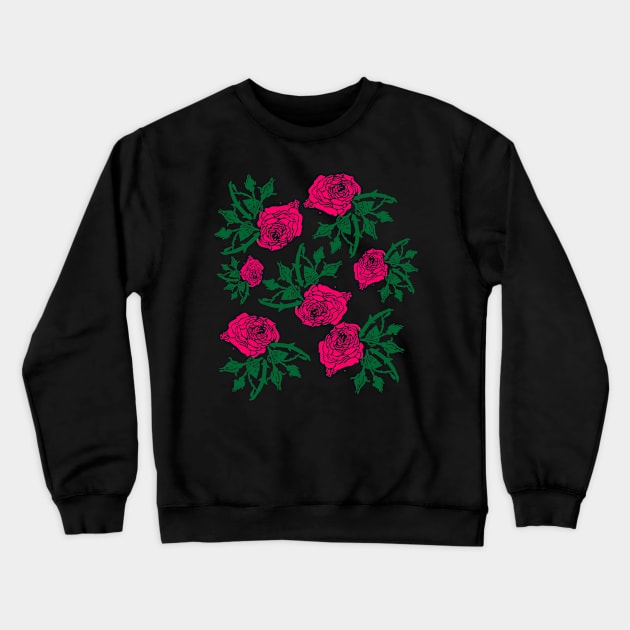 Rose Floral Line Art Pattern Crewneck Sweatshirt by Alex